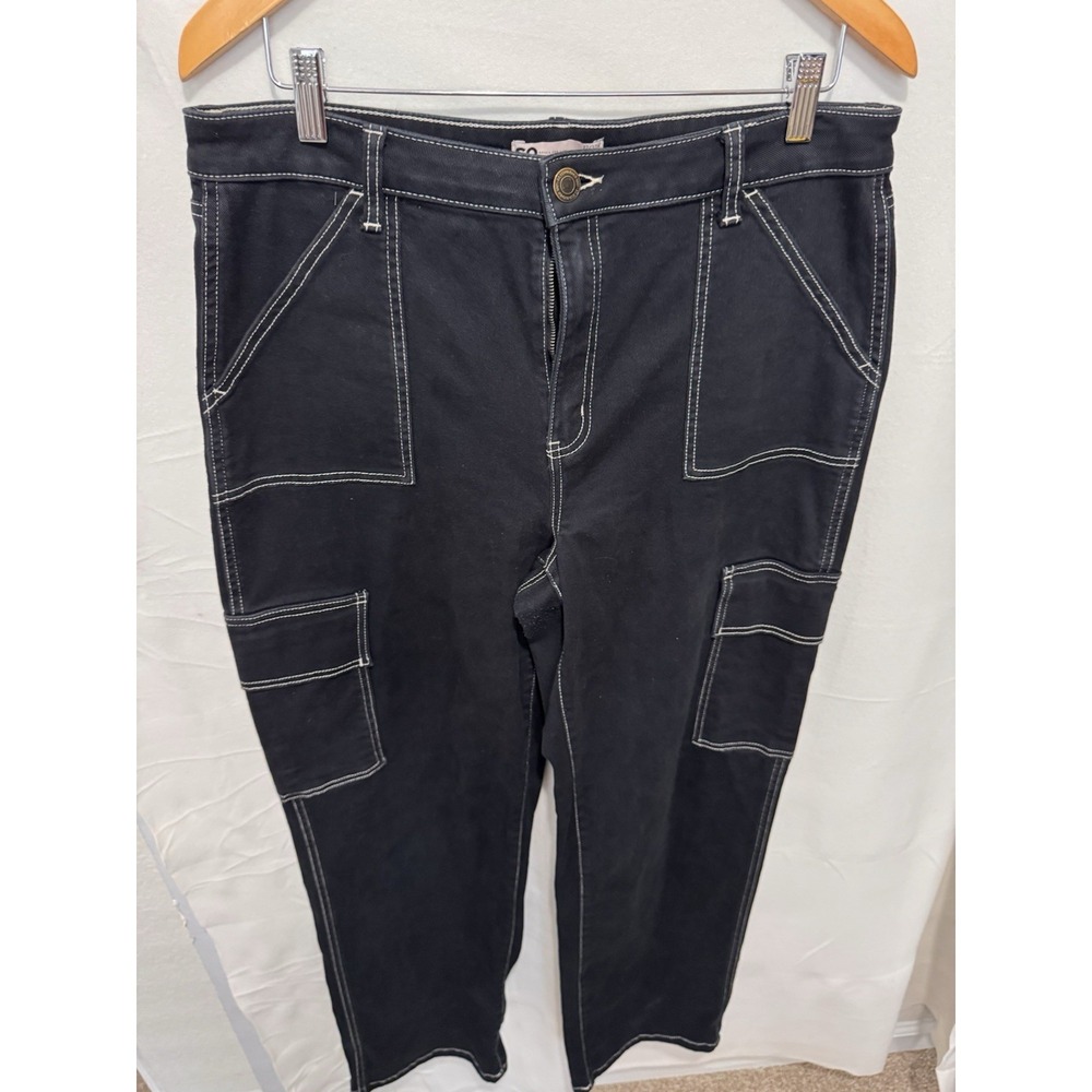 So Good For Life High Rise Cargo Jeans Size 17 33W Dark Wash Wide‎ Legs - Picture 2 of 8